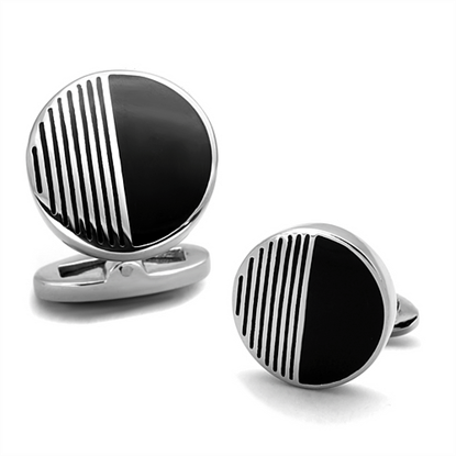 Picture of TK1654 - Stainless Steel Cufflink High polished (no plating) Men Epoxy Jet