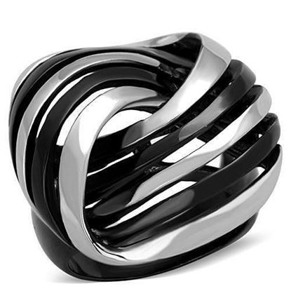 Picture of TK1660 - Stainless Steel Ring Two-Tone IP Black Women No Stone No Stone