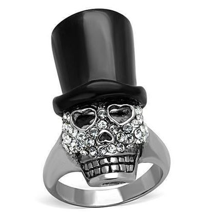 Picture of TK1662 - Stainless Steel Ring Two-Tone IP Black Women Top Grade Crystal Clear