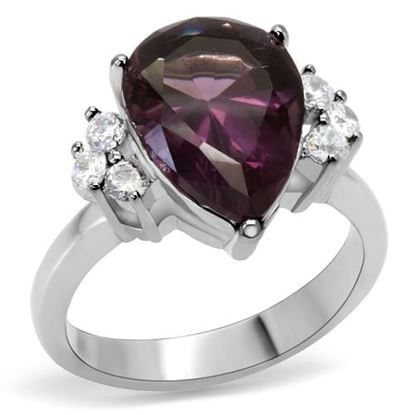 Picture of TK167 - Stainless Steel Ring High polished (no plating) Women Synthetic Amethyst