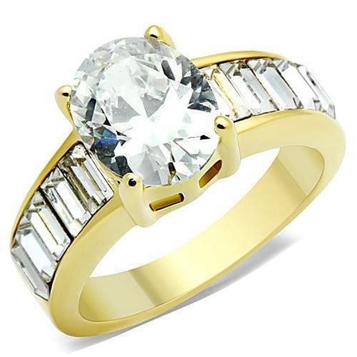 Picture of TK1675 - Stainless Steel Ring IP Gold(Ion Plating) Women AAA Grade CZ Clear