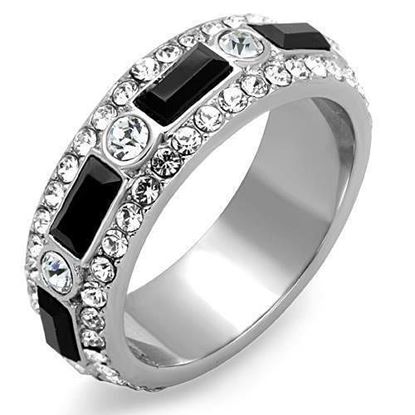 Picture of TK1677 - Stainless Steel Ring High polished (no plating) Women Top Grade Crystal Jet