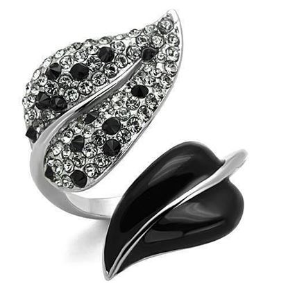 Picture of TK1678 - Stainless Steel Ring High polished (no plating) Women Top Grade Crystal Jet