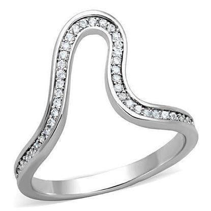 Picture of TK1680 - Stainless Steel Ring High polished (no plating) Women AAA Grade CZ Clear