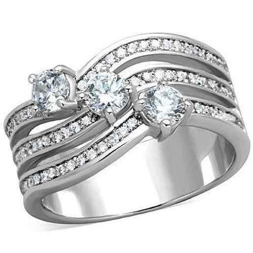 Picture of TK1683 - Stainless Steel Ring High polished (no plating) Women AAA Grade CZ Clear