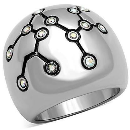 Picture of TK1685 - Stainless Steel Ring High polished (no plating) Women Top Grade Crystal White AB