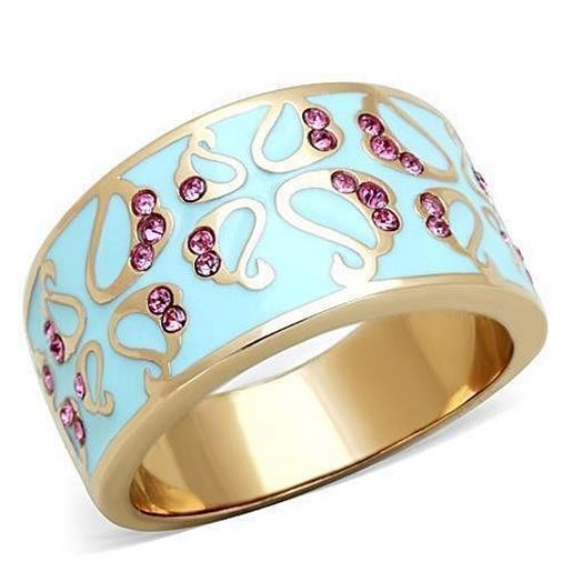 Picture of TK1689 - Stainless Steel Ring IP Rose Gold(Ion Plating) Women Top Grade Crystal Rose