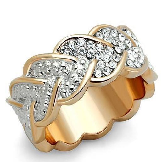 Picture of TK1691 - Stainless Steel Ring Two-Tone IP Rose Gold Women Top Grade Crystal Clear