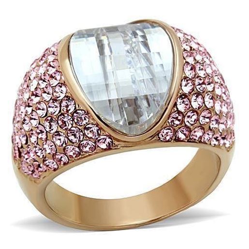 Picture of TK1692 - Stainless Steel Ring IP Rose Gold(Ion Plating) Women AAA Grade CZ Clear