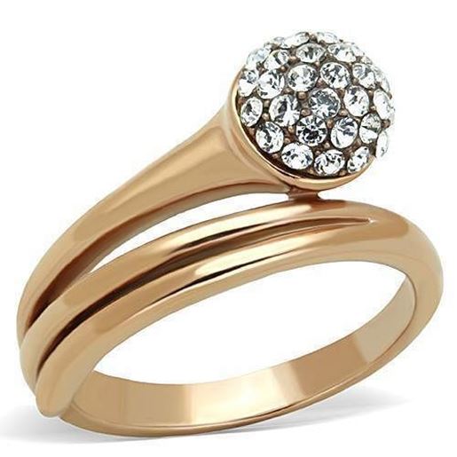 Picture of TK1693 - Stainless Steel Ring IP Rose Gold(Ion Plating) Women Top Grade Crystal Clear