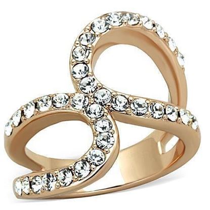 Picture of TK1695 - Stainless Steel Ring IP Rose Gold(Ion Plating) Women Top Grade Crystal Clear