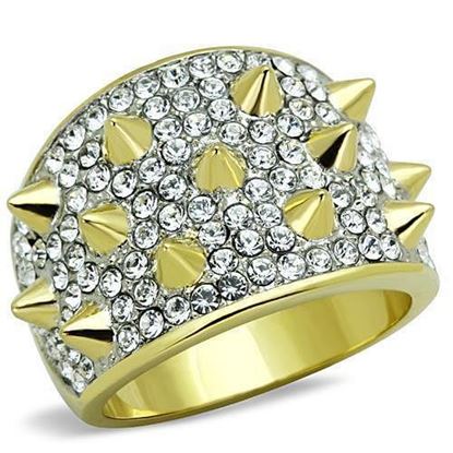 Picture of TK1697 - Stainless Steel Ring Two-Tone IP Gold (Ion Plating) Women Top Grade Crystal Clear