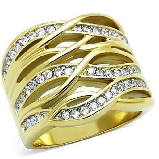 Picture of TK1699 - Stainless Steel Ring Two-Tone IP Gold (Ion Plating) Women AAA Grade CZ Clear