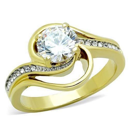 Picture of TK1701 - Stainless Steel Ring Two-Tone IP Gold (Ion Plating) Women AAA Grade CZ Clear