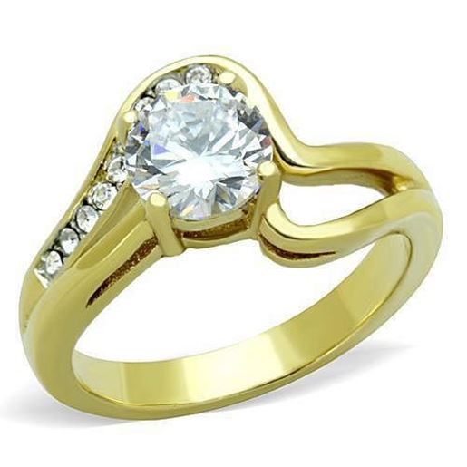 Picture of TK1702 - Stainless Steel Ring Two-Tone IP Gold (Ion Plating) Women AAA Grade CZ Clear