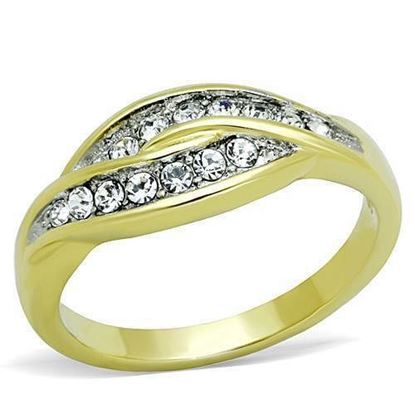 Picture of TK1704 - Stainless Steel Ring Two-Tone IP Gold (Ion Plating) Women Top Grade Crystal Clear