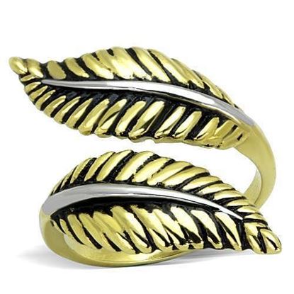 Picture of TK1707 - Stainless Steel Ring Two-Tone IP Gold (Ion Plating) Women Epoxy Jet