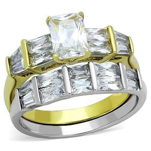 Picture of TK1708 - Stainless Steel Ring Two-Tone IP Gold (Ion Plating) Women AAA Grade CZ Clear