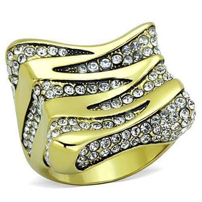 Picture of TK1709 - Stainless Steel Ring IP Gold(Ion Plating) Women Top Grade Crystal Clear