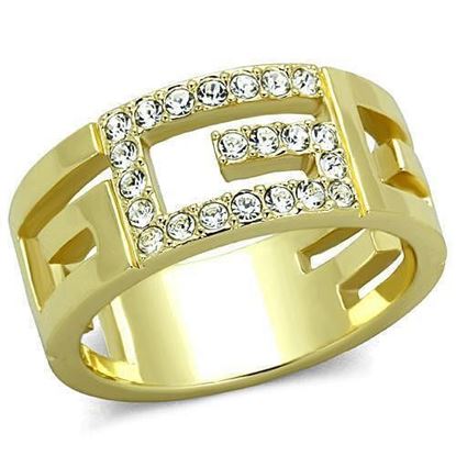 Picture of TK1712 - Stainless Steel Ring IP Gold(Ion Plating) Women Top Grade Crystal Clear