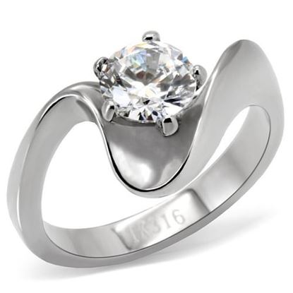 Picture of TK172 - Stainless Steel Ring High polished (no plating) Women AAA Grade CZ Clear