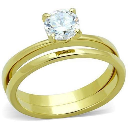 Picture of TK1721 - Stainless Steel Ring IP Gold(Ion Plating) Women AAA Grade CZ Clear