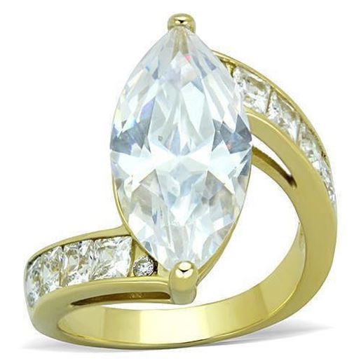 Picture of TK1723 - Stainless Steel Ring IP Gold(Ion Plating) Women AAA Grade CZ Clear