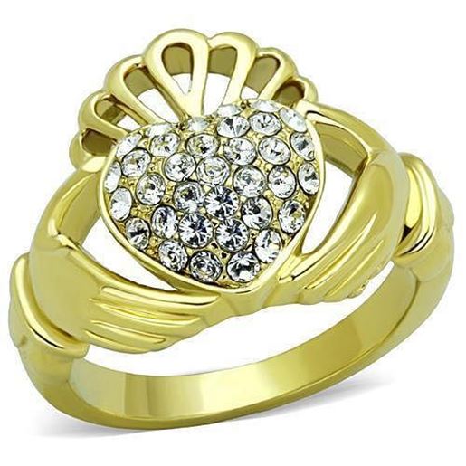 Picture of TK1724 - Stainless Steel Ring IP Gold(Ion Plating) Women Top Grade Crystal Clear