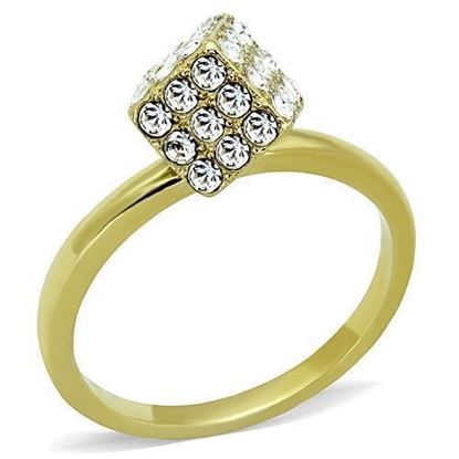 Picture of TK1725 - Stainless Steel Ring IP Gold(Ion Plating) Women Top Grade Crystal Clear