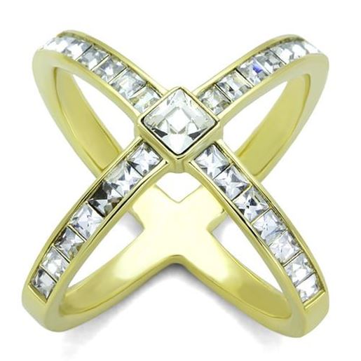 Picture of TK1726 - Stainless Steel Ring IP Gold(Ion Plating) Women Top Grade Crystal Clear