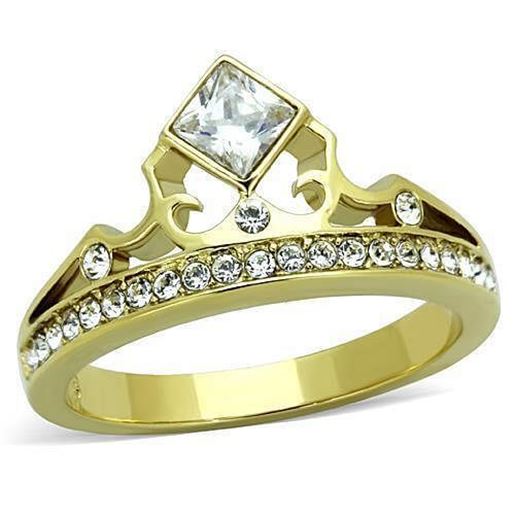 Picture of TK1727 - Stainless Steel Ring IP Gold(Ion Plating) Women AAA Grade CZ Clear