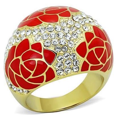 Picture of TK1728 - Stainless Steel Ring IP Gold(Ion Plating) Women Top Grade Crystal Clear