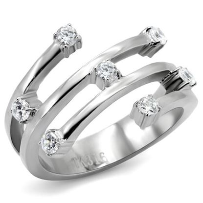 Picture of TK173 - Stainless Steel Ring High polished (no plating) Women Top Grade Crystal Clear