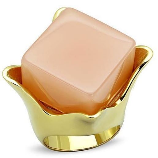 Picture of TK1730 - Stainless Steel Ring IP Gold(Ion Plating) Women Synthetic Light Rose