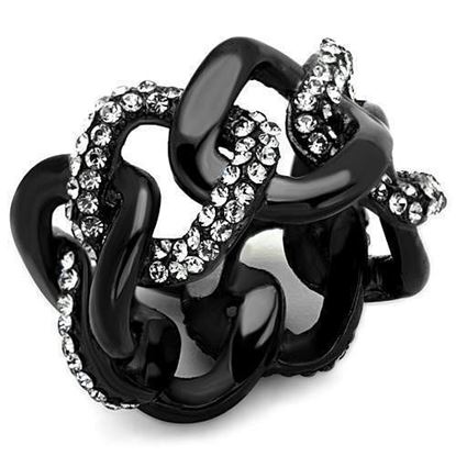 Picture of TK1731 - Stainless Steel Ring IP Black(Ion Plating) Women Top Grade Crystal Black Diamond