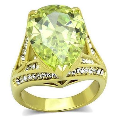 Picture of TK1743 - Stainless Steel Ring IP Gold(Ion Plating) Women AAA Grade CZ Apple Green color