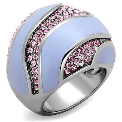 Picture of TK1744 - Stainless Steel Ring High polished (no plating) Women Top Grade Crystal Light Rose