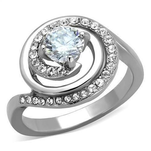 Picture of TK1746 - Stainless Steel Ring High polished (no plating) Women AAA Grade CZ Clear