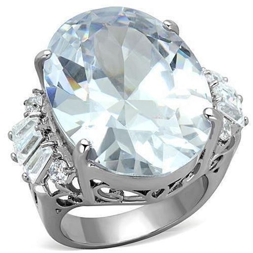 Picture of TK1747 - Stainless Steel Ring High polished (no plating) Women AAA Grade CZ Clear