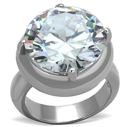 Picture of TK1749 - Stainless Steel Ring High polished (no plating) Women AAA Grade CZ Clear