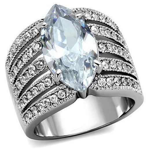 Picture of TK1752 - Stainless Steel Ring High polished (no plating) Women AAA Grade CZ Clear