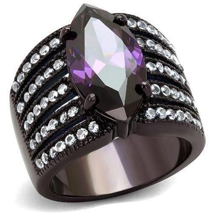 Picture of TK1752DC - Stainless Steel Ring IP Dark Brown (IP coffee) Women AAA Grade CZ Amethyst