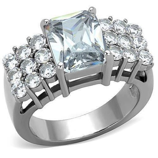 Picture of TK1753 - Stainless Steel Ring High polished (no plating) Women AAA Grade CZ Clear