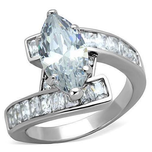 Picture of TK1754 - Stainless Steel Ring High polished (no plating) Women AAA Grade CZ Clear