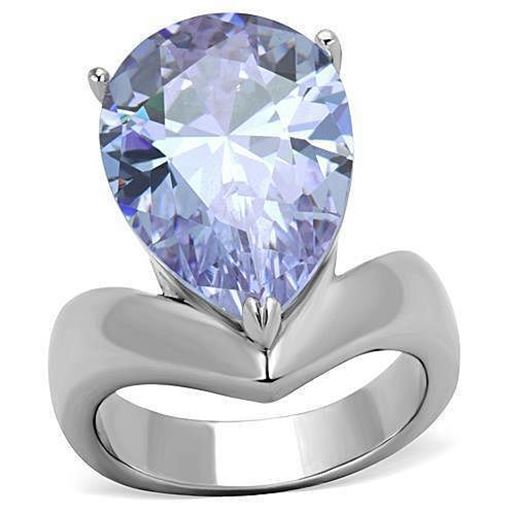 Picture of TK1755 - Stainless Steel Ring High polished (no plating) Women AAA Grade CZ Light Amethyst