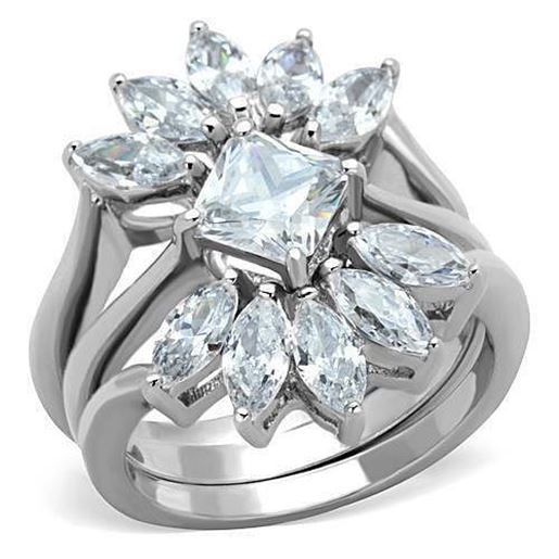 Picture of TK1756 - Stainless Steel Ring High polished (no plating) Women AAA Grade CZ Clear