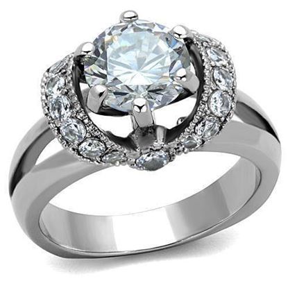 Picture of TK1757 - Stainless Steel Ring High polished (no plating) Women AAA Grade CZ Clear