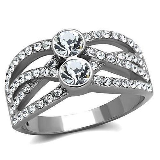 Picture of TK1758 - Stainless Steel Ring High polished (no plating) Women Top Grade Crystal Clear