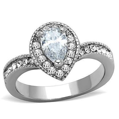 Picture of TK1759 - Stainless Steel Ring High polished (no plating) Women AAA Grade CZ Clear