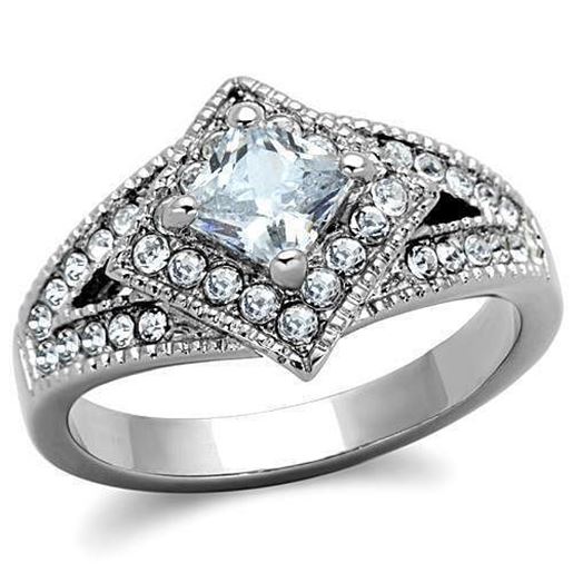 Picture of TK1760 - Stainless Steel Ring High polished (no plating) Women AAA Grade CZ Clear